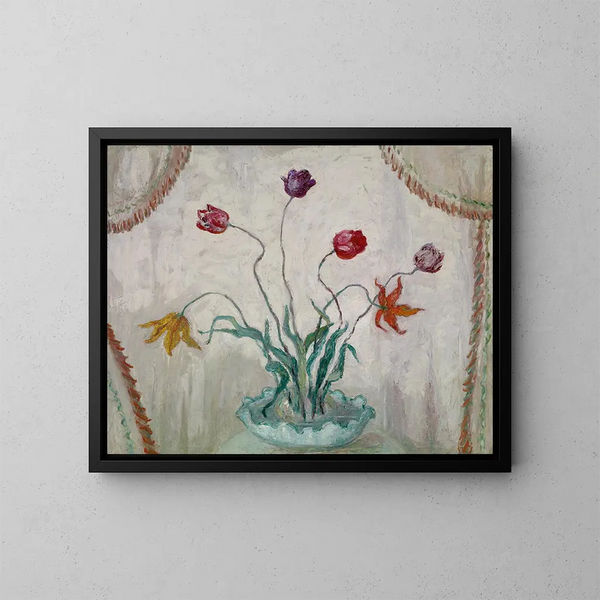 Bloemenmandje met tulpen - Florine Stettheimer — ingelijst kunstwerk aan de muur