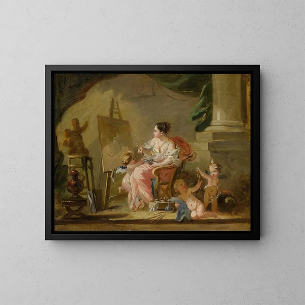 Een allegorie van de schilderkunst - School van François Boucher — ingelijst kunstwerk aan de muur