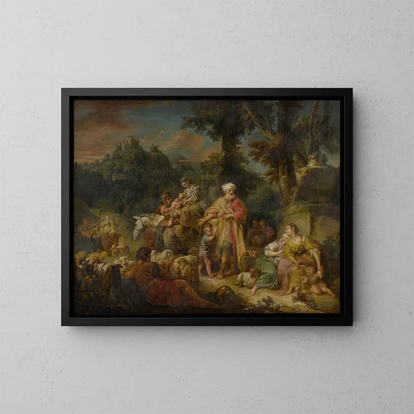 Jacob en zijn familie op weg naar Egypte - School van François Boucher — ingelijst kunstwerk aan de muur