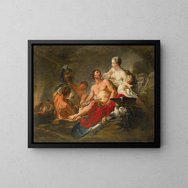 Venus in Vulcans smederij - School van François Boucher — ingelijst kunstwerk aan de muur