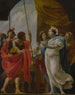 Helène die Menelaüs de toverdrank van koningin Polydame aanbiedt - Volgeling van Simon Vouet — weergave van het kunstwerk