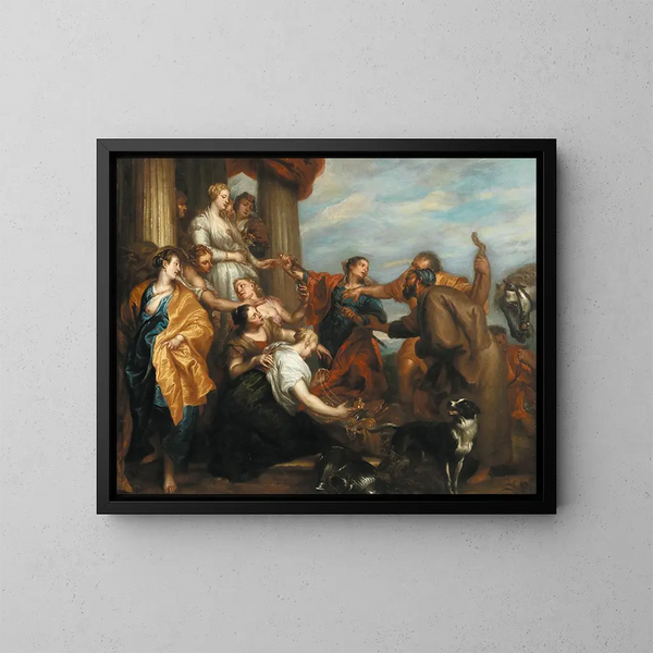 Achille onder de meisjes van Lycomède - School van Antoine van Dyck — ingelijst kunstwerk aan de muur