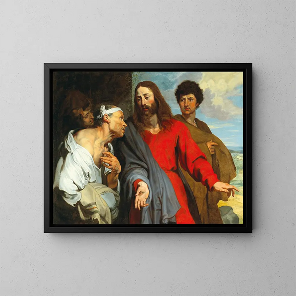 De genezing van de verlamde - School van Antoine van Dyck — ingelijst kunstwerk aan de muur