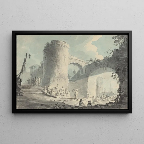 Haven scène - School van Claude Joseph Vernet — ingelijst kunstwerk aan de muur