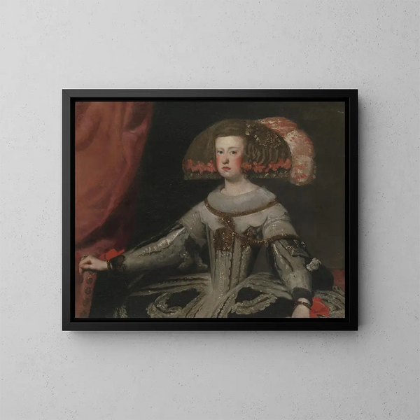 Marianne d'Autriche, koningin van Spanje - School van Diego Velázquez — ingelijst kunstwerk aan de muur