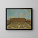 View of a palace, perhaps the Palacio Riofrío in Segovia, with figures strolling in the French-style gardens - School of Francesco Battaglioli — framed artwork on a wall