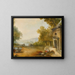 Figuren op een terras dat uitkijkt over een groot meer - School van Hubert Robert — ingelijst kunstwerk aan de muur