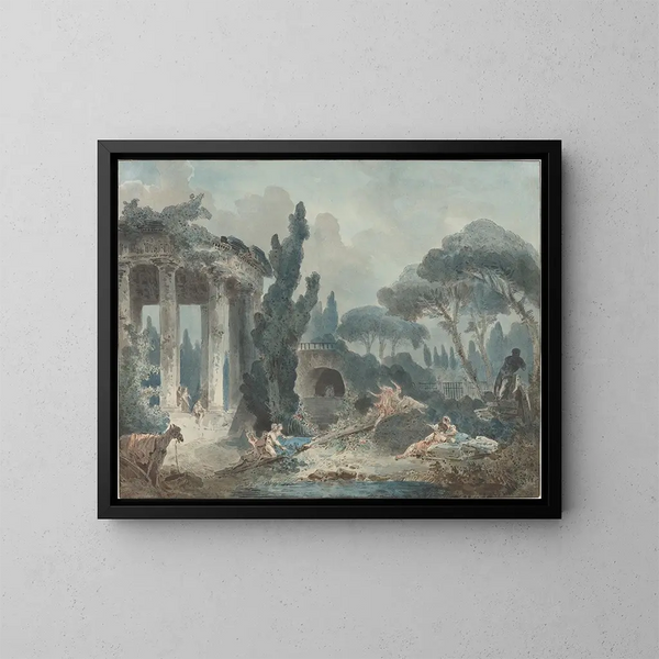 De Schommel - Hubert Robert School — ingelijst kunstwerk aan de muur