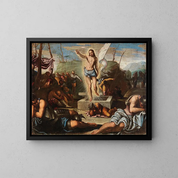 De Opstanding van Christus - School van Jacopo Tintoretto — ingelijst kunstwerk aan de muur