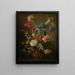 van een bloemenvazen schilderij uit het midden van de 18e eeuw - School van Jan van Huysum — ingelijst kunstwerk aan de muur