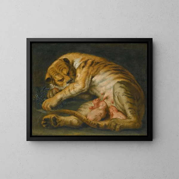 Een tijgerin met haar welpen - School van Peter Paul Rubens — ingelijst kunstwerk aan de muur