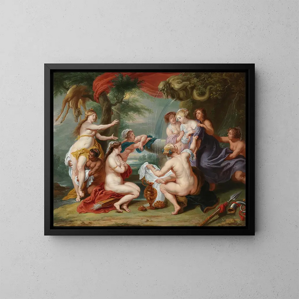 Diane die de zwangerschap van Callisto ontdekt - School van Peter Paul Rubens — ingelijst kunstwerk aan de muur