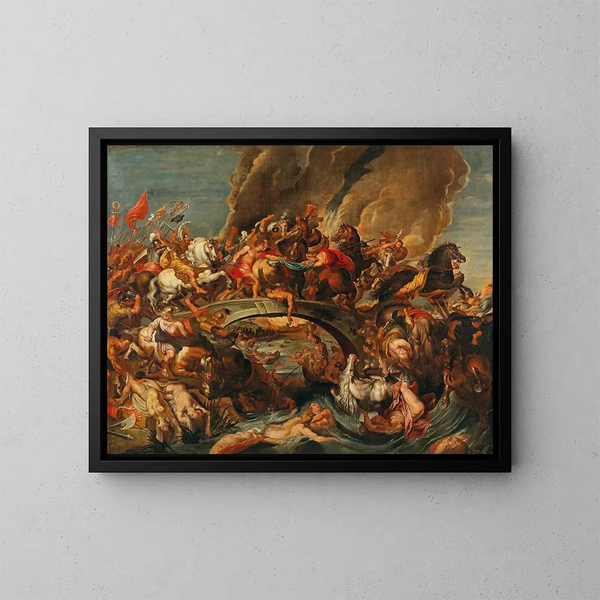 De Slag der Amazones - School van Peter Paul Rubens — ingelijst kunstwerk aan de muur