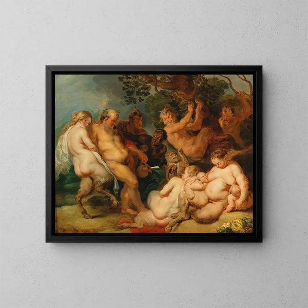 Le Silène ivre - School van Peter Paul Rubens — ingelijst kunstwerk aan de muur
