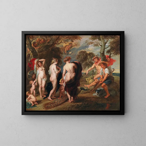 De Rechtspraak van Paris - School van Peter Paul Rubens — ingelijst kunstwerk aan de muur