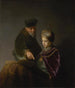 Een jonge geleerde en zijn mentor - School van Rembrandt van Rijn — weergave van het kunstwerk