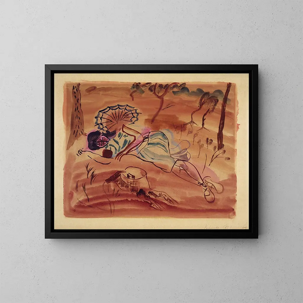 Onder de dennenbomen - Frances Hodgkins — ingelijst kunstwerk aan de muur