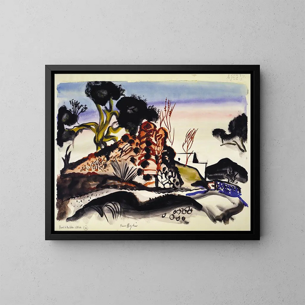 Route vers les collines d'Ibiza - Frances Hodgkins — ingelijst kunstwerk aan de muur