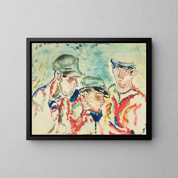 Drie vissersjongens - Frances Hodgkins — ingelijst kunstwerk aan de muur