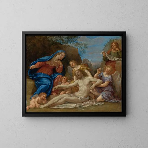 Lamentatie met de Maagd, Sint Jan en engelen - Francesco Albani — ingelijst kunstwerk aan de muur