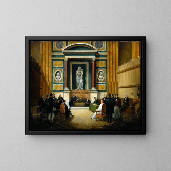 L'ouverture de la tombe de Raphaël au Panthéon 1833 - Francesco Diofebi — ingelijst kunstwerk aan de muur