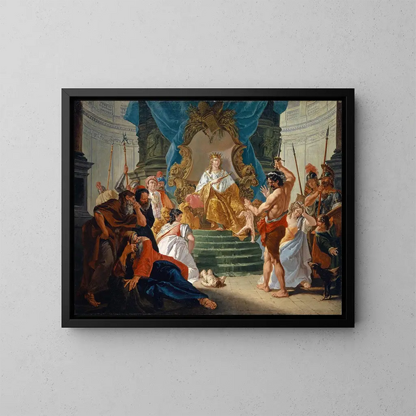 De Rechtspraak van Salomo - Francesco Fontebasso — ingelijst kunstwerk aan de muur