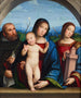 van het Madonna en Kind met Sint-Dominicus en Sint-Barbara - Francesco Francia — weergave van het kunstwerk