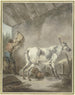 van een Grijze Paard in de Stal met een Boer die een Zadel ophangt - Francesco Giuseppe Casanova — weergave van het kunstwerk