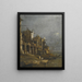 van een kustlandschap van Capriccio met figuren op de oever onder een boog - Francesco Guardi — ingelijst kunstwerk aan de muur