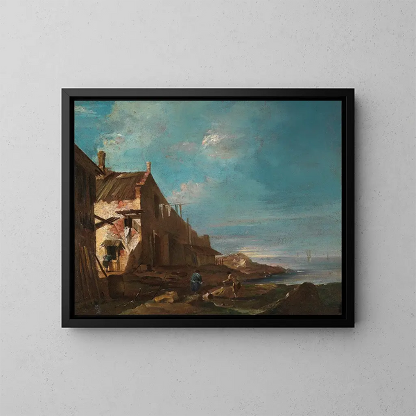 Een architectonisch kustfantasie - Francesco Guardi — ingelijst kunstwerk aan de muur