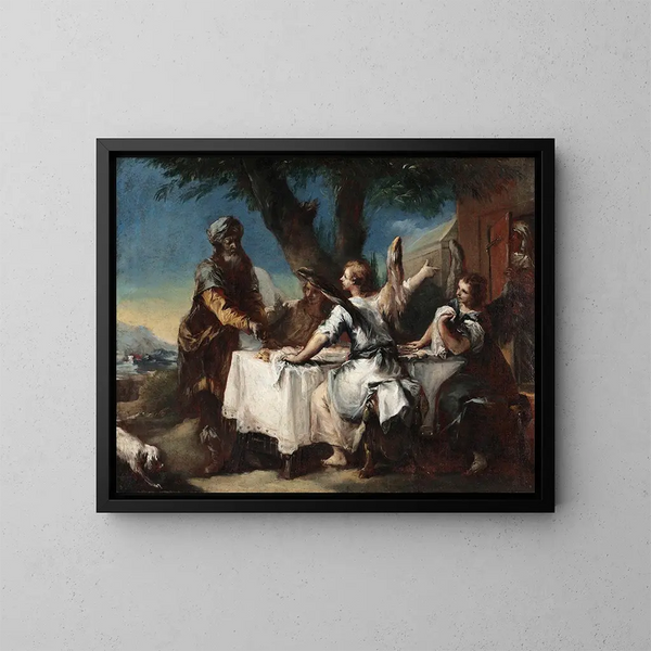 Abraham die de drie engelen ontvangt - Francesco Guardi — ingelijst kunstwerk aan de muur