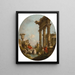 Een architectonisch fantasie met personages tussen klassieke ruïnes Een tempel daarbuiten - Francesco Guardi — ingelijst kunstwerk aan de muur