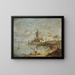 Caprice rustiek met toren aan het water - Francesco Guardi — ingelijst kunstwerk aan de muur