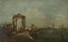 Landschap met een kade en schepen op een meer - Francesco Guardi — weergave van het kunstwerk