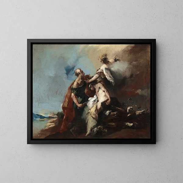 Het Offer van Isaak - Francesco Guardi — ingelijst kunstwerk aan de muur