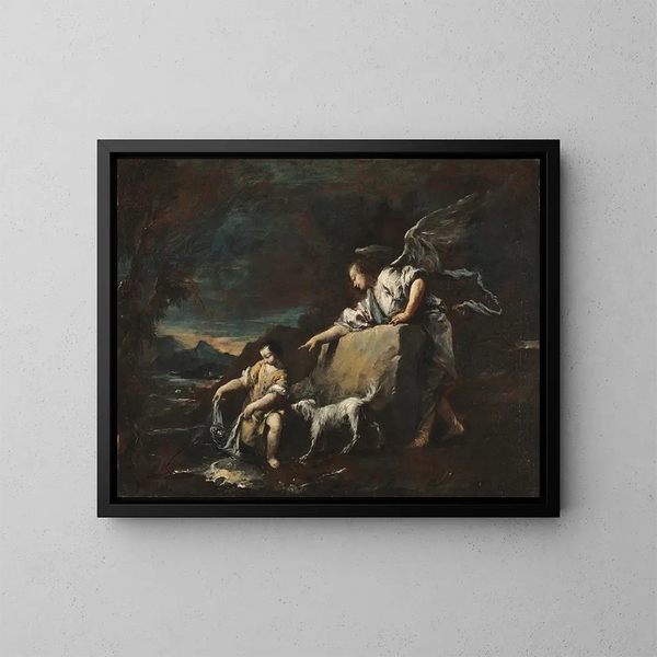 Tobias en de Engel - Francesco Guardi — ingelijst kunstwerk aan de muur