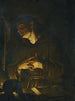 Sint Franciscus bidt voor een kruisbeeld bij het licht van kaarsen - Francesco Trevisani — weergave van het kunstwerk