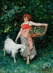Young Italian Woman with a Goat and a Basket of Flowers - Francesco Vinea — artwork view