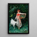 Young Italian Woman with a Goat and a Basket of Flowers - Francesco Vinea — framed artwork on a wall