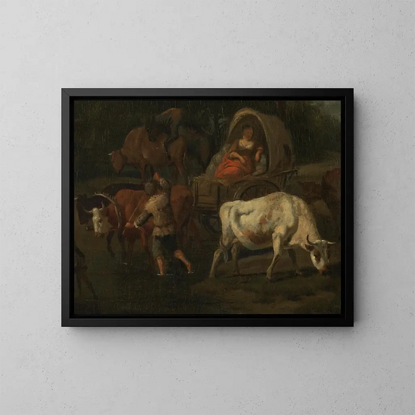 De ossenwagen - Francesco Zuccarelli — ingelijst kunstwerk aan de muur