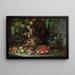 Een omgekeerde fruitschaal, bloemen en groenten met een slinger vol aardbeien in een villa tuin - Francesco della Questa — ingelijst kunstwerk aan de muur