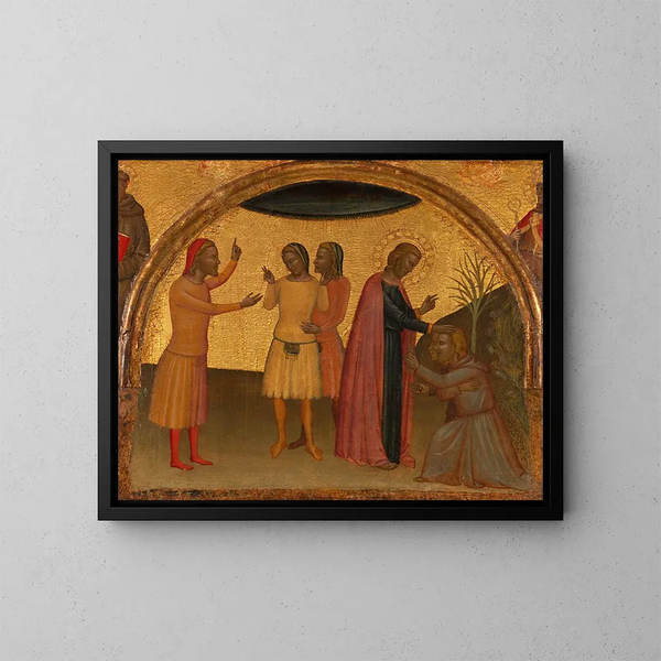van Sint Johannes de Evangelist met Acteus en Eugenius - Francescuccio Ghissi — ingelijst kunstwerk aan de muur