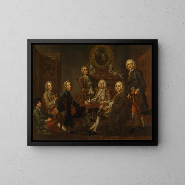 Portret van een groep edellieden met de kunstenaar - Francis Hayman — ingelijst kunstwerk aan de muur