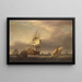Een marinescène met oorlogsschepen en kleine boten - Francis Holman — ingelijst kunstwerk aan de muur