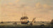 La Frégate Surprise bij anker voor de kust van Great Yarmouth, Norfolk - Francis Holman — weergave van het kunstwerk