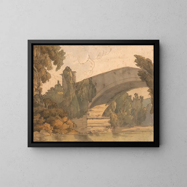 Een brug tussen Florence en Bologna - Francis Towne — ingelijst kunstwerk aan de muur