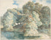 van de bomen aan de rand van het meer Peamore Park nabij Exeter in Devon - Francis Towne — weergave van het kunstwerk