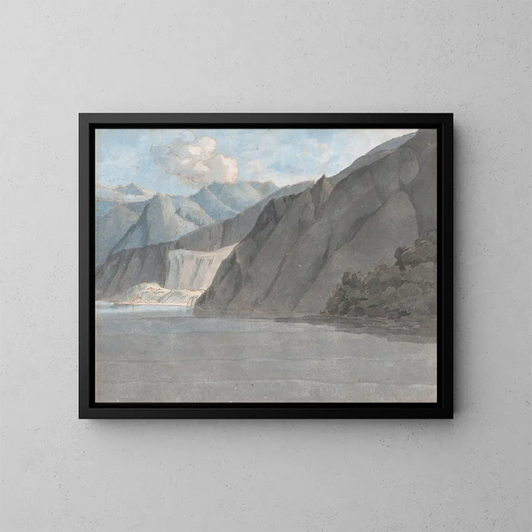 Uitzicht op het Comomeer met de berg Leoni - Francis Towne — ingelijst kunstwerk aan de muur