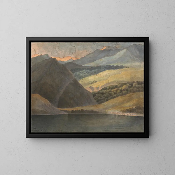 Uitzicht op het Lago Maggiore bij schemering - Francis Towne — ingelijst kunstwerk aan de muur