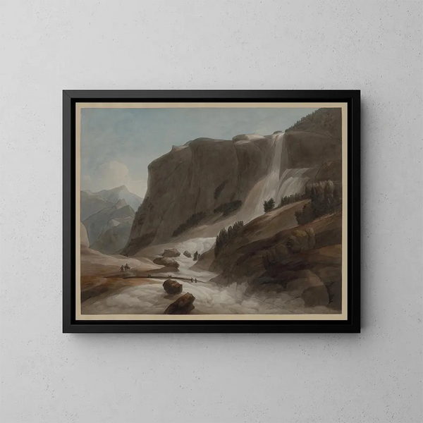 Cascades tussen Chiavenna en de berg Splügen - Francis Towne — ingelijst kunstwerk aan de muur